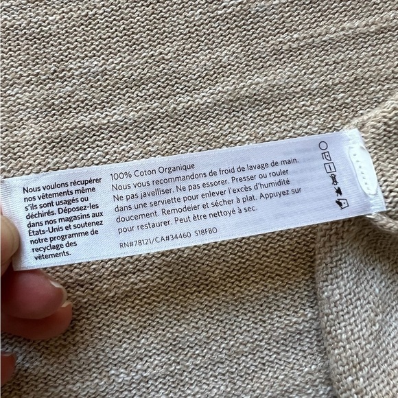 246 Eileen Fisher Organic Cotton Knit Open Front Hooded Cardigan Size S/M - Picture 12 of 17